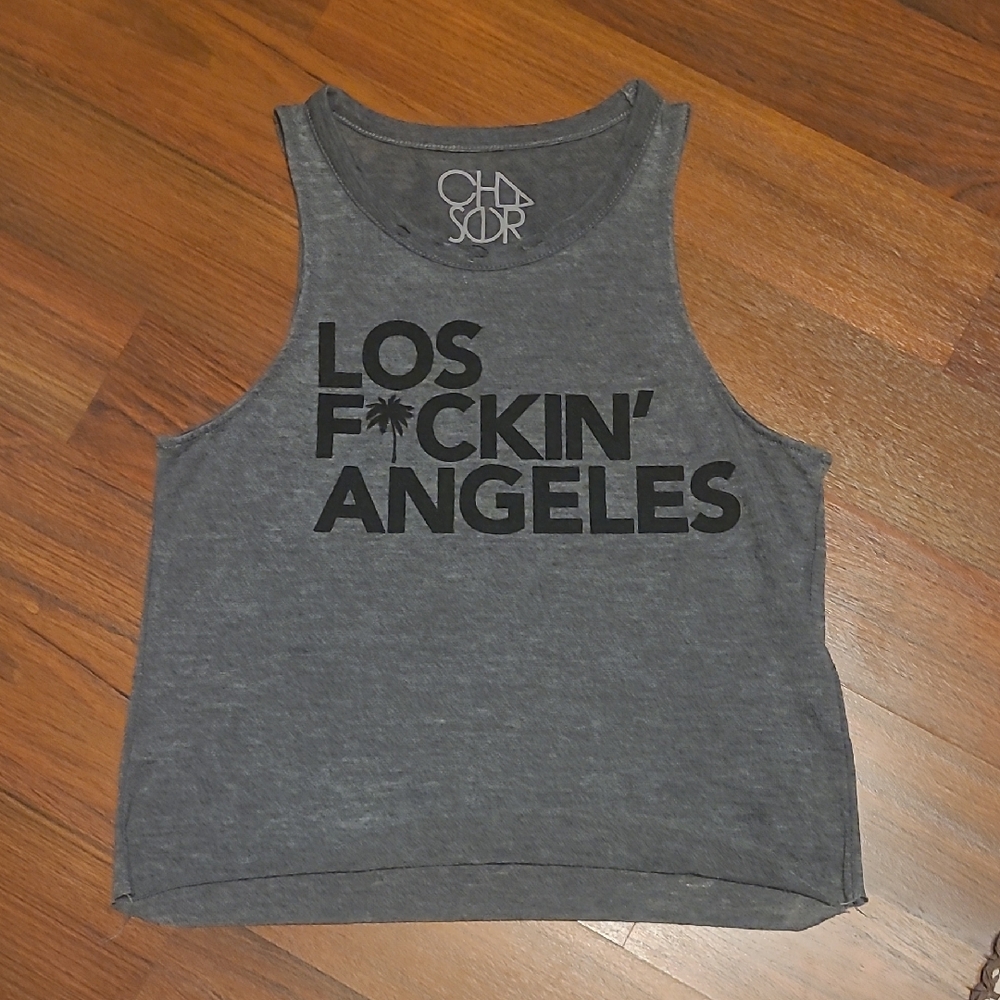 Chaser Charcoal Gray Graphic Muscle Tank